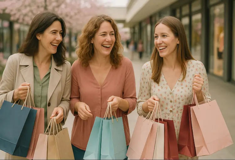 Tre clienti fidelizzate fanno shopping in una calda giornata di primavera | QuBox