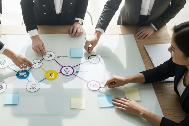 Manager discutono attorno a una customer journey  map | QuBox