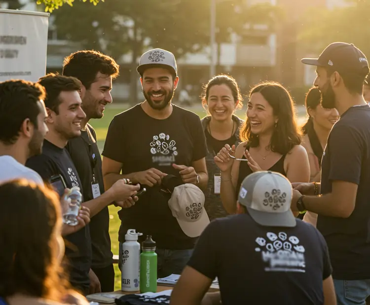 Gruppo di persone che indossa lo stesso merchandising | QuBox